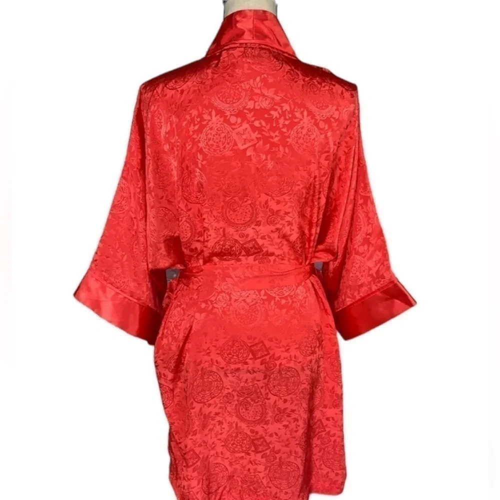 Victoria's Secret Gold Label Robe Paisley Red Vintage 80's 90s One Size